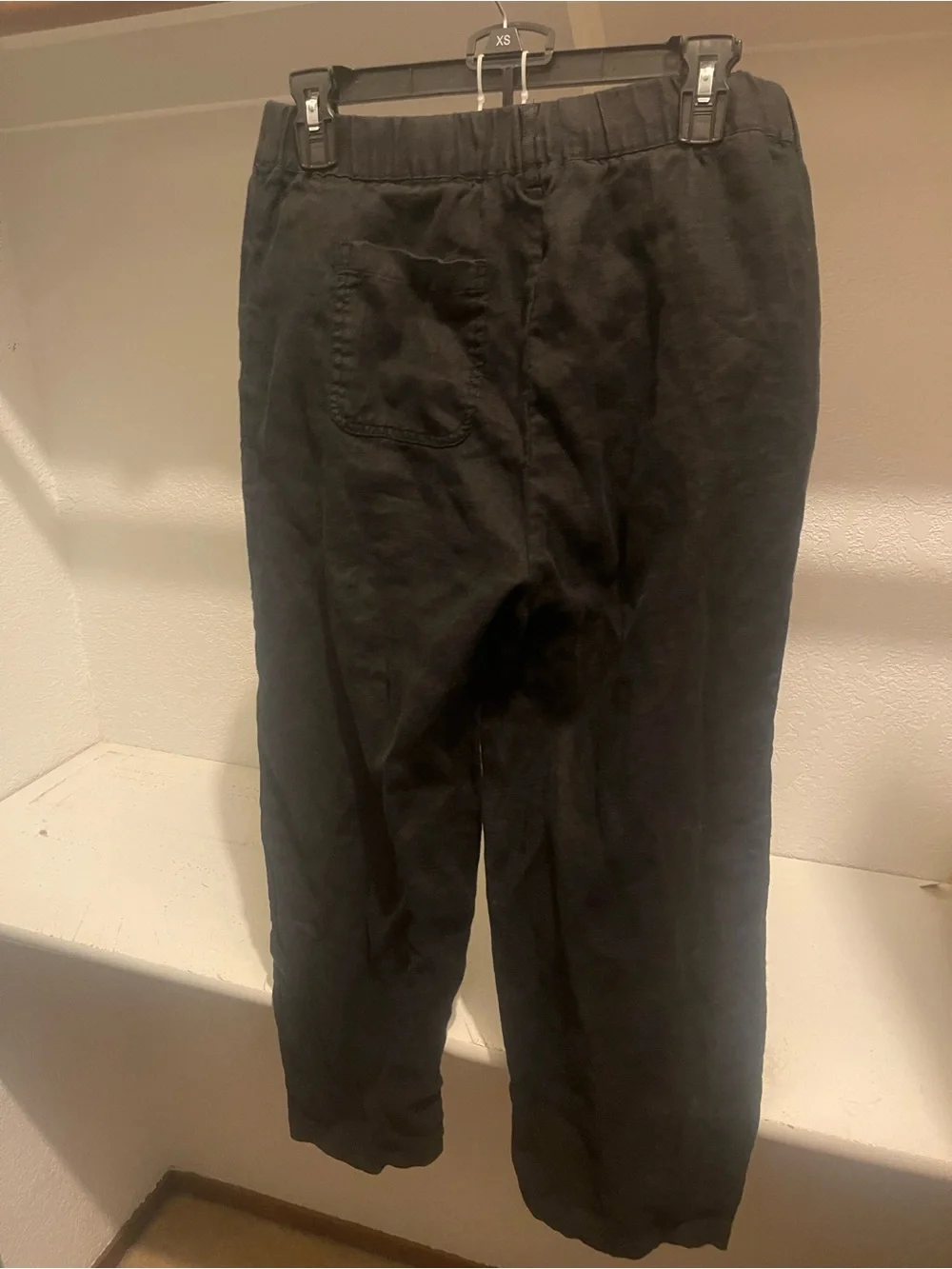 QUINCE WOMENS 100% European LINEN BLACK PULL ON PANTS SMALL minimalist